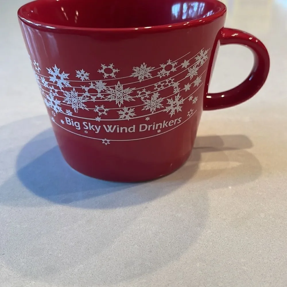 Bozeman Mt big sky drinkers jingle bell jog great coffee cup. Great gift.